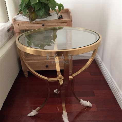 Small Round Coffee Metal Glass Living Room Table - Ekar Furniture