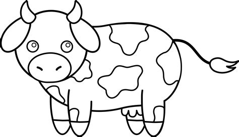 Colorable Little Cow - Free Clip Art | Free clip art, Clip art, Cow clipart