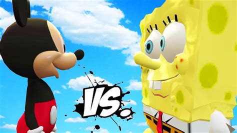 SPONGEBOB VS MICKEY MOUSE - GREAT BATTLE - YouTube