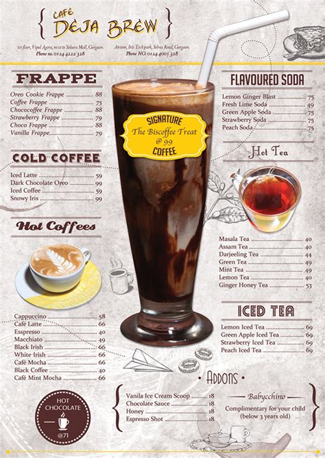 Cafe Deja Brew Menu on Behance