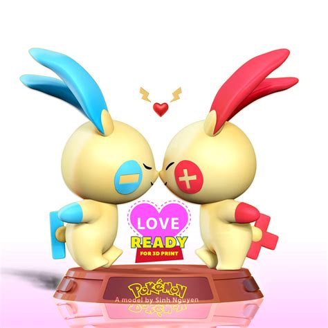 Plusle and Minun - Pokemon Fanart 3D Model by Sinh Nguyen