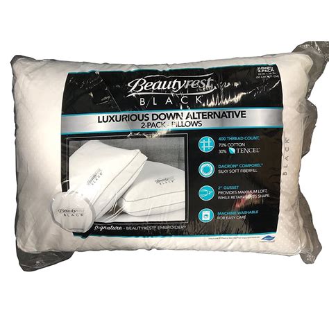 BeautyRest Black Luxurious Down Alternative Pillows 400 Thread Jumbo 2 Pack NEW - Walmart.com ...