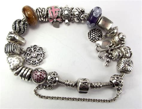 Authentic PANDORA Sterling Silver BRACELET & 20 Charms | Sterling ...