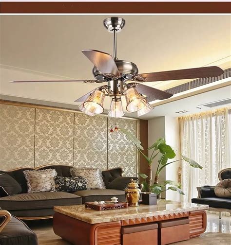 Living room Ceiling fan light antique dining room 52inch ceiling fan European style bedroom ...