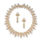 Gold, Cultured Pearl and Diamond Necklace and Pair of Pendant-Earclips | Fine Jewels | 2023 ...