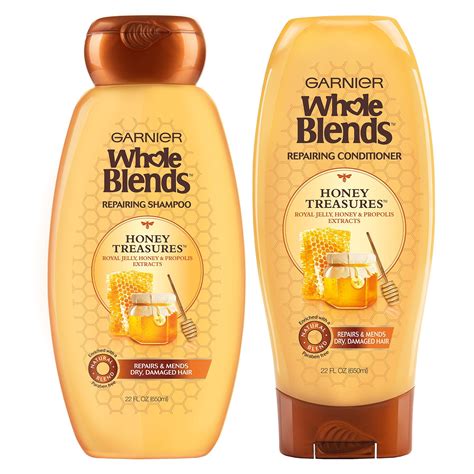 Garnier Hair Care Whole Blends Honey Treasures Repairing Shampoo and Conditioner, For Damaged ...