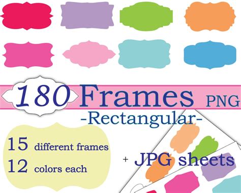 Instant Download Clipart Frames PNG Rectangular Shape Ready - Etsy