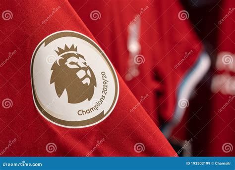 Premier League 2019/20 Champions Arm with Liverpool Logo on Liverpool Football Jersey Editorial ...