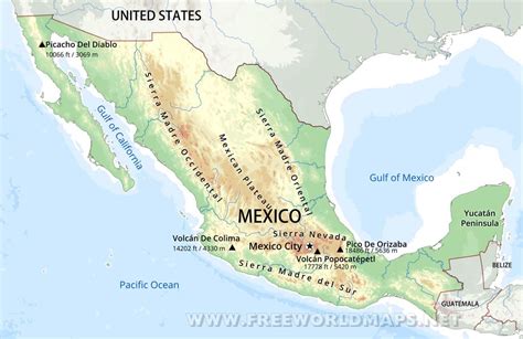 Mexico Physical Map