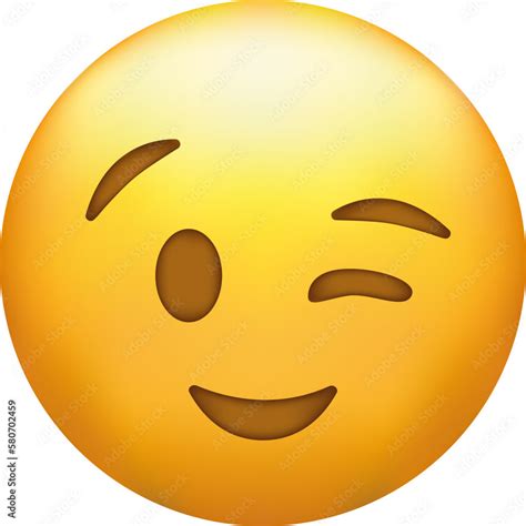 Winking Face. Eye wink emoji, funny yellow emoticon with smile. Stock ...