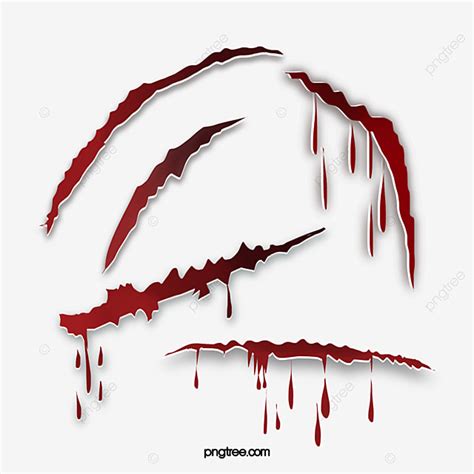 Bear Claw Marks Clipart Transparent Background, Creative Red Long Claw Marks, Creative, Red ...