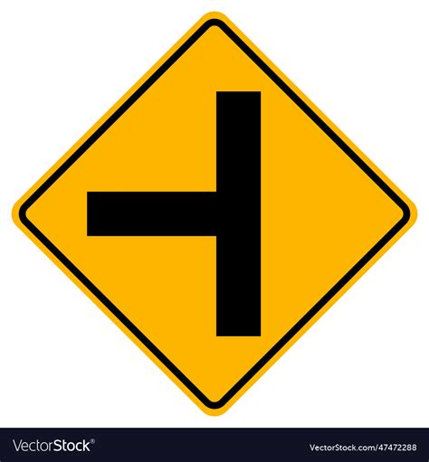 Warning signs side road junction on left on white Vector Image