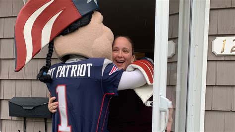 Pat Patriot Mascot surprised three lucky moms on Mother's Day