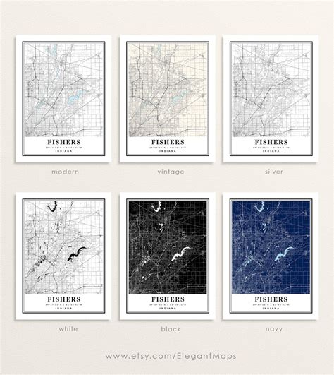 Fishers Indiana Map Fishers IN Map Fishers City Map Fishers - Etsy