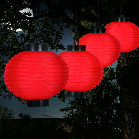 Solar Outdoor Lantern - Hanging Nylon Rechargeable LED Chinese Lighting for Garden, Patio ...