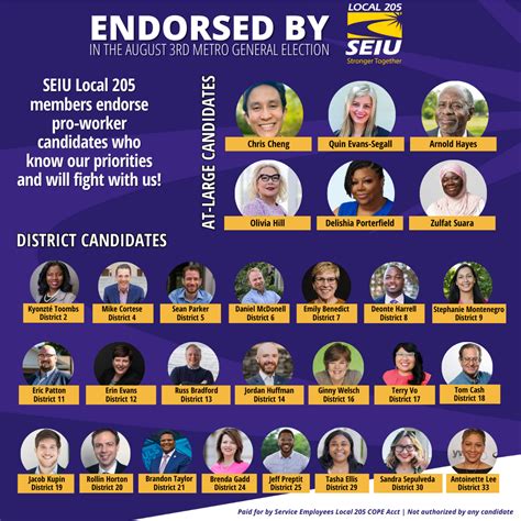 SEIU Local 205 Endorses 6 At-Large and 22 District Candidates in Metro ...