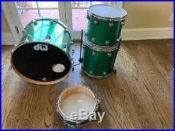 DW Drum Set 4 Piece Vintage Green Sparkle Kit 1996 Used Maple Shells ...