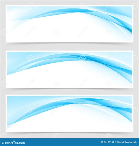 Soft Blue Wave Border Template Header Set Stock Vector - Illustration ...