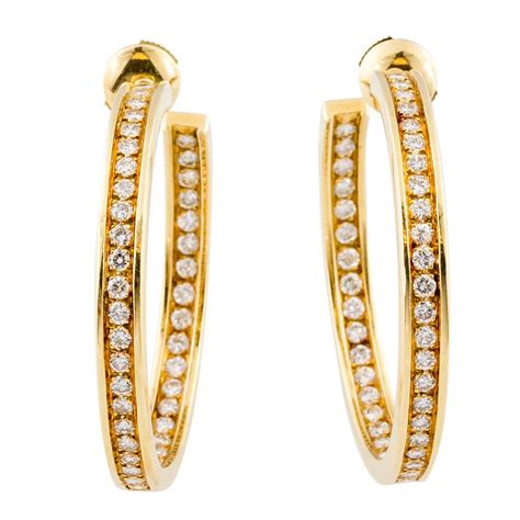 CARTIER Diamond Gold Hoop Earrings