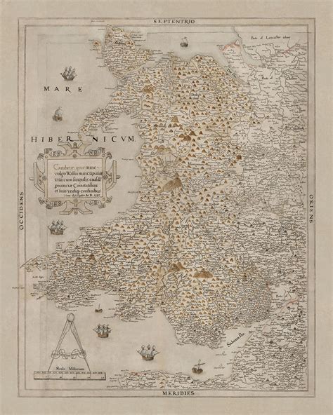 Old Map of Wales Cymru by Saxton in 1580 First Accurate | Etsy UK