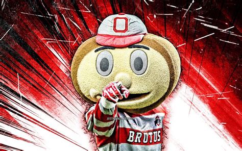 Download wallpapers 4k, Brutus Buckeye, grunge art, mascot, Ohio State ...