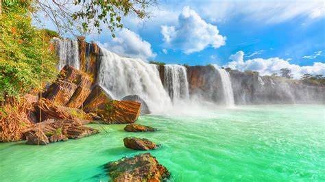 Papéis de Parede Vietnã, cachoeira Dray Nur, linda paisagem natural 3840x2160 UHD 4K imagem