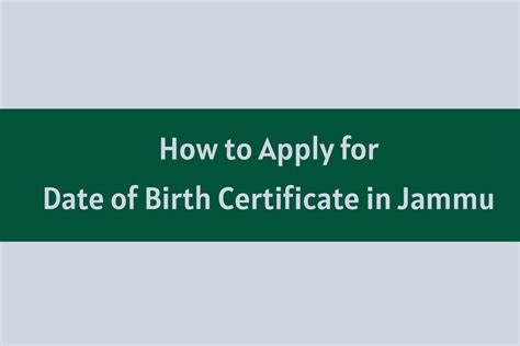 How to Apply for Date of Birth Certificate in Jammu