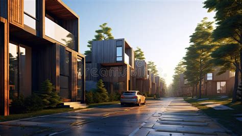 Appearance of Residential Architecture. Modern Modular Private Townhouses Stock Image - Image of ...