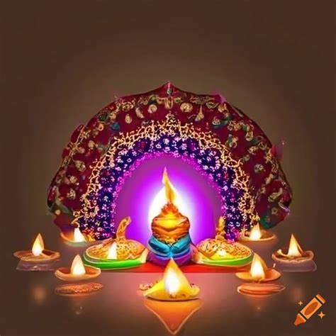 Colorful diwali decorations with bright lights on Craiyon