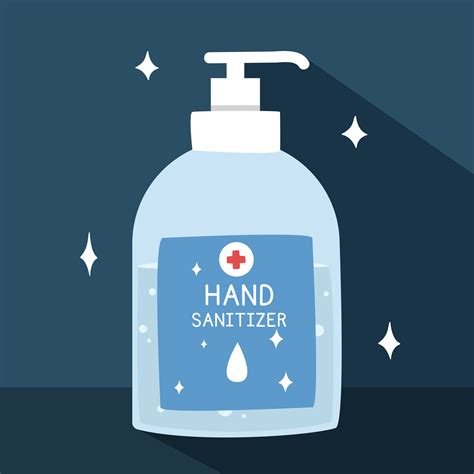 Hand sanitizer with long shadow in flat style vector illustration. Simple antibacterial hand ...