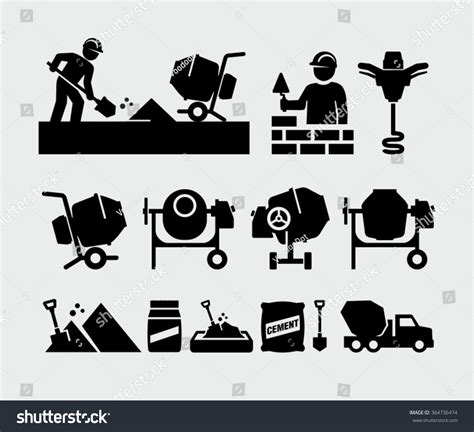 Concrete Work Vector Icons Stock Vector (Royalty Free) 364736474 ...