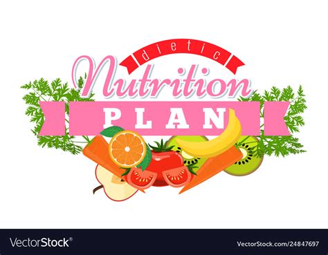 Nutrition plan logo badge symbol label for diet Vector Image