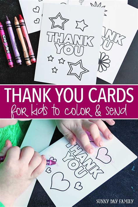 Free Printable Thank You Cards for Kids to Color & Send | Sunny Day Family