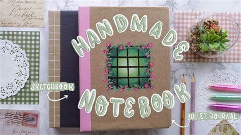 DIY STATIONERY 🌻 HOW TO MAKE a NOTEBOOK for JOURNAL or SKETCHBOOK 🌿 and AESTHETIC FRONT PAGE ...