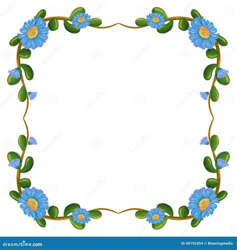 A Border Design With Blue Flowers Stock Vector - Image: 40192454