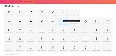 Unicode arrow - Hex colors picker