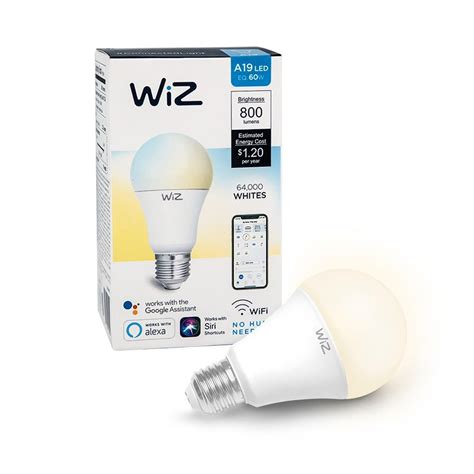 WiZ 60-Watt Equivalent A19 Tunable Wi-Fi Connected Smart LED Light Bulb White (4-Pack) | Light ...