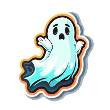 Ghost Sticker Design Is Shown With An Orange Background Clipart Vector, Sticker Design With ...