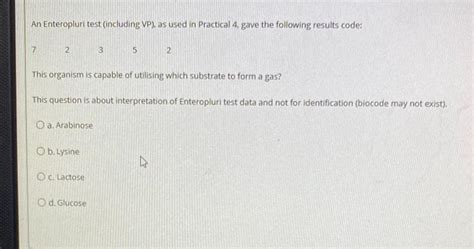 Solved An Enteropluri test (including VP), as used in | Chegg.com