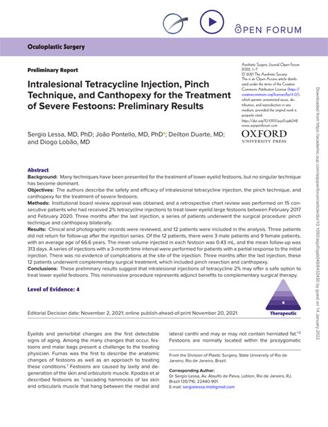 (PDF) Intralesional Tetracycline Injection, Pinch Technique, and Canthopexy for the Treatment of ...