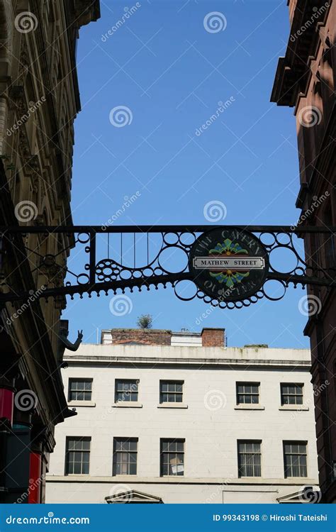 Liverpool, UK-May 25, 2017: Sign at Mathew Street in Liverpool ...