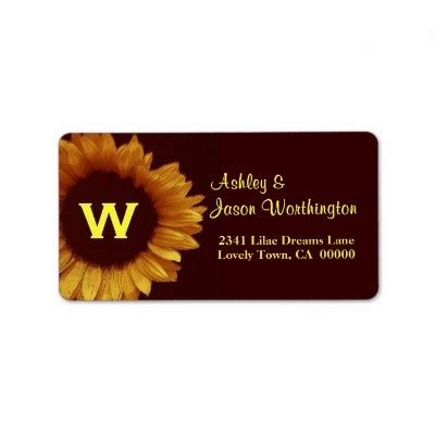 Gold and Chocolate Sunflower Wedding Address Label | Zazzle | Wedding address labels, Sunflower ...