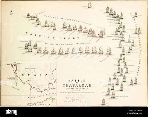 Carte de la bataille de Trafalgar, 21 octobre 1805, planche 1 ...