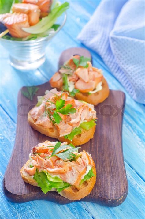 toast with salmon | Stock image | Colourbox