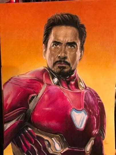 ORIGINAL COLORED PENCIL Drawing of Iron Man 9” x 12” £378.69 - PicClick UK