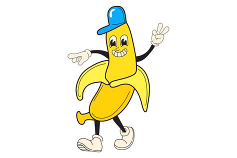 Funny Banana Cartoon Character. Retro Co Graphic by smartstartstocker ...