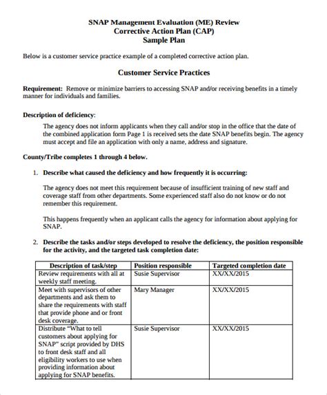 Free Employee Corrective Action Plan Template - Printable Templates