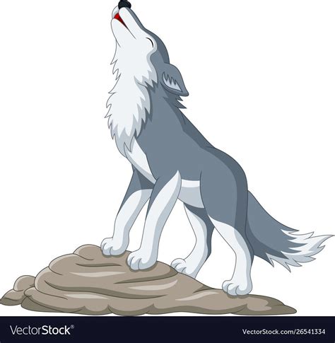 Cartoon wolf howling on rock vector image on (With images) | Állatok