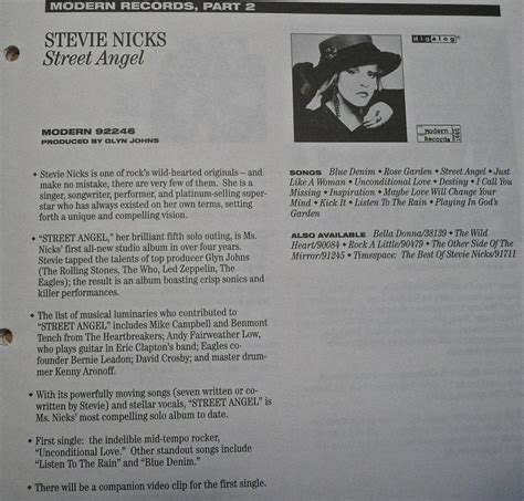 Stevie Nicks - Street Angel - Original version | Steve Hoffman Music Forums