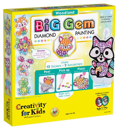 Creativity for Kids Big Gem Diamond Painting Kit - Woodland Creature Diamond Art Stickers (12 ...